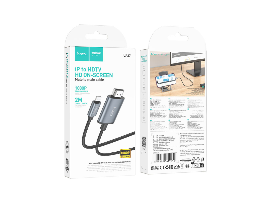 كابل Hoco UA27 HD على الشاشة من iPhone إلى HDTV (من Lightning إلى HDMI) كابل Hoco UA27 HD على الشاشة من iPhone إلى HDTV (من Lightning إلى HDMI)